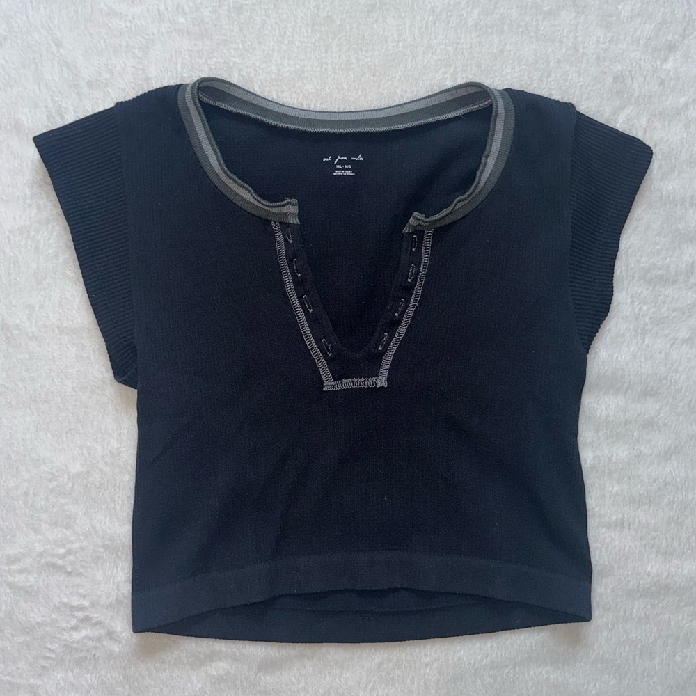 Urban Outfitters Black Crop Top with Gray Trim